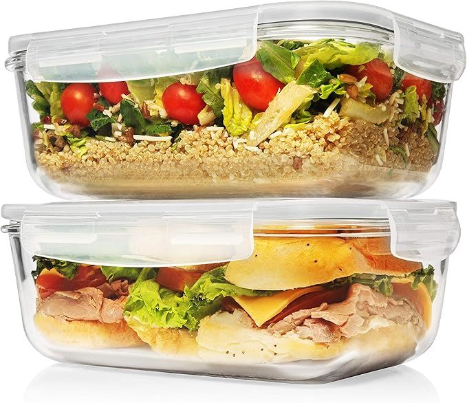 8 Cups/ 63 Oz 4 Piece Large Glass Food Storage/ Baking Containers