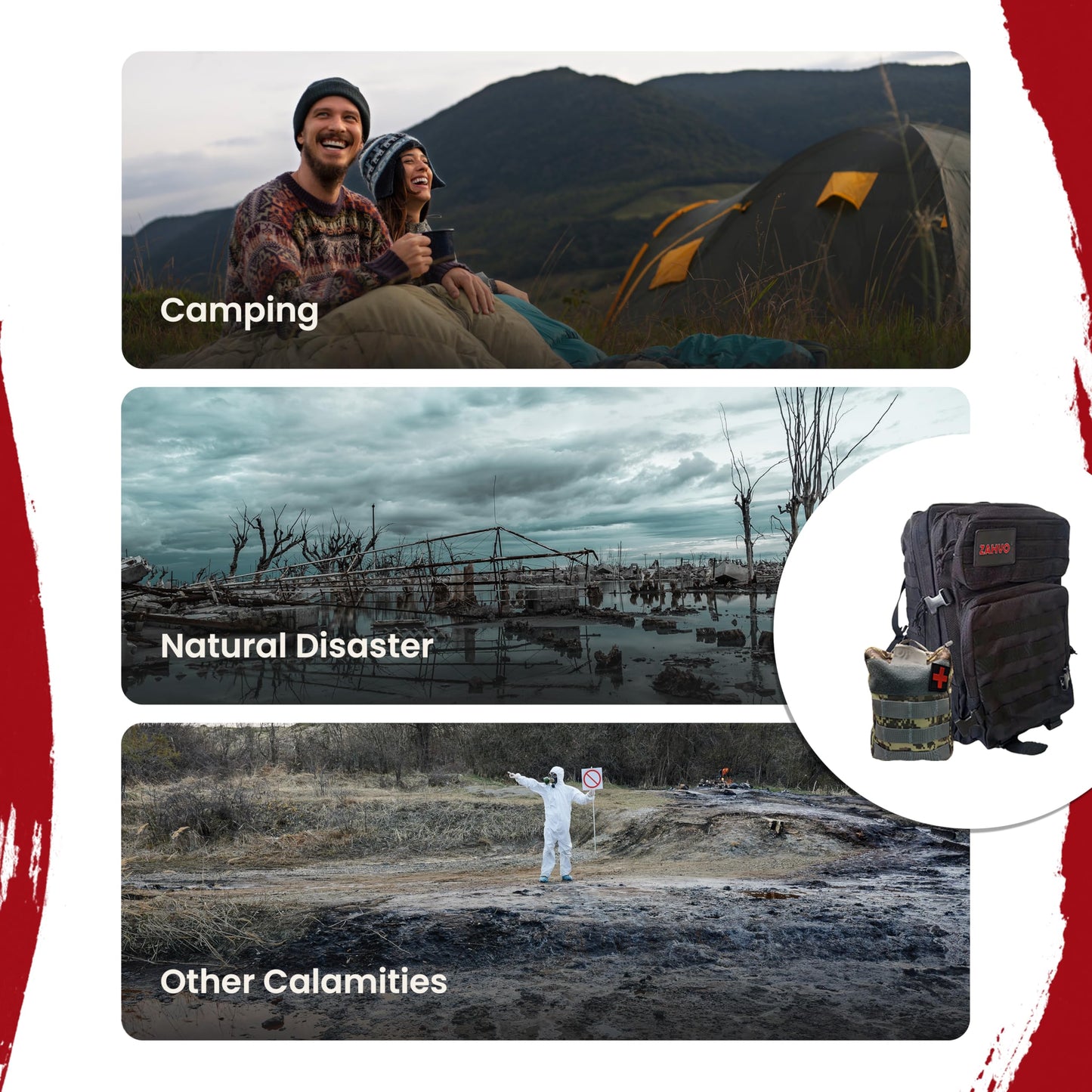 72 Hour Survival Kit with Food, Solar Power Bank, Water Purifier, First Aid & Tools - All Emergency Survival Gear and Supplies in This Bug Out Bag for Disaster Preparedness & Evacuation