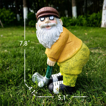 Ahbuohe Garden Golfing Gnome Statue Decorative, Adorable Flower Bed Decor Gnome Sculpture for Patio Lawn,Yard Patio Art Decor Dwarf Figurines Table Ornament