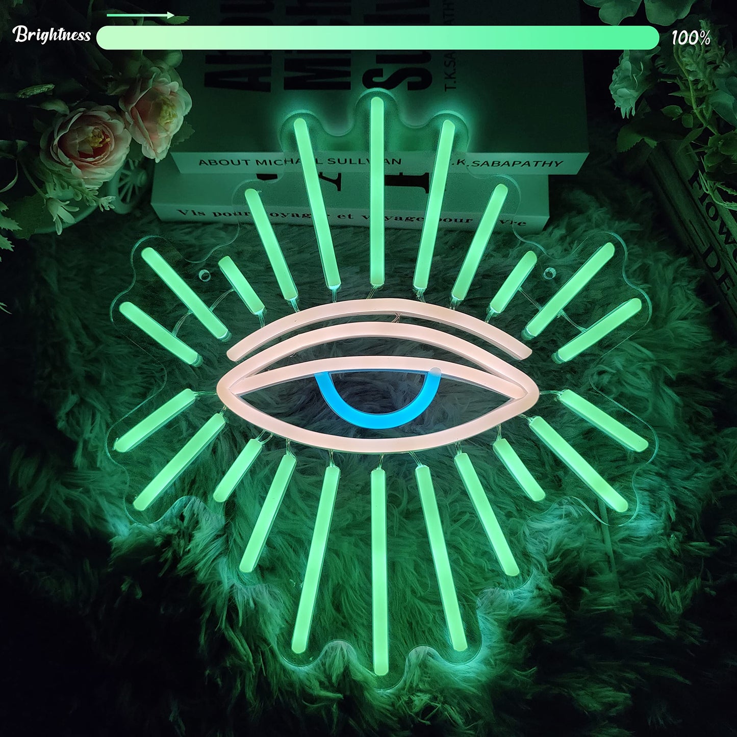 Evil Eyes Neon Signs for Wall Decor, Dimming LED Green Goth Eyes Neon Signs, Bohemian Wall Decor Witchy Decor USB Neon Wall Signs for Bedroom Meditation Decor Charm Gift Unique Home Christmas Gift(11.8x13in)