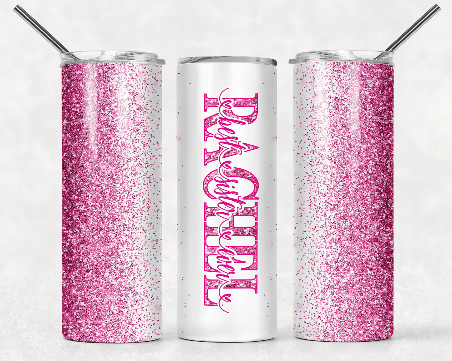 Personalized Tumbler with lid and straw | 20oz Stainless Steel Insulated | Custom Gifts | Double Wall Coffee Cups for Hot, Cold Drinks | Pink tumblers Glitter effect with Name | 20oz Cup