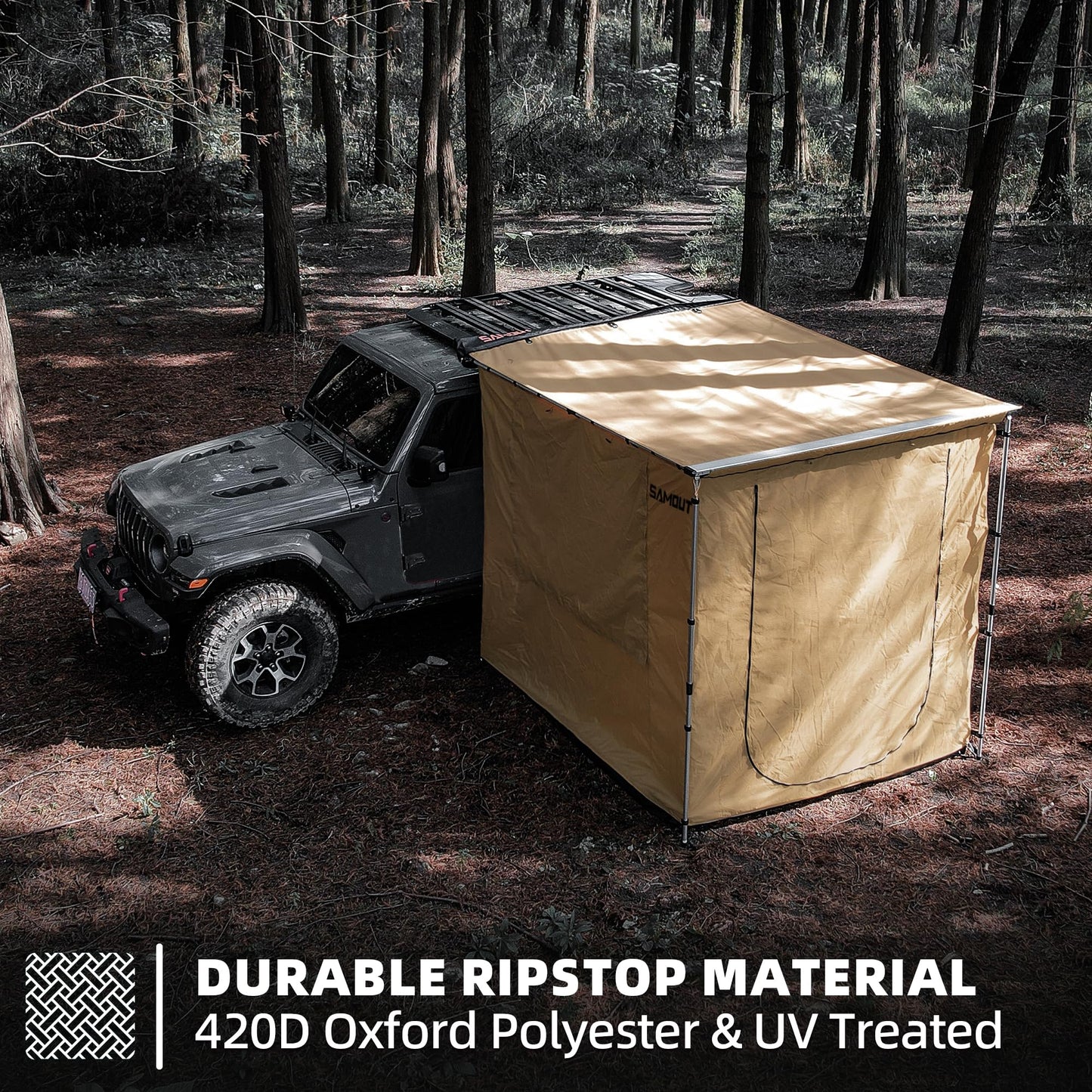 SAMOUT Vehicle Awning 8.2' x 10' Rip-Stop 420D Oxford Side Changing Room With PVC Floor, Waterproof & Wind Resistance, Easy Setup Design (Room Only)