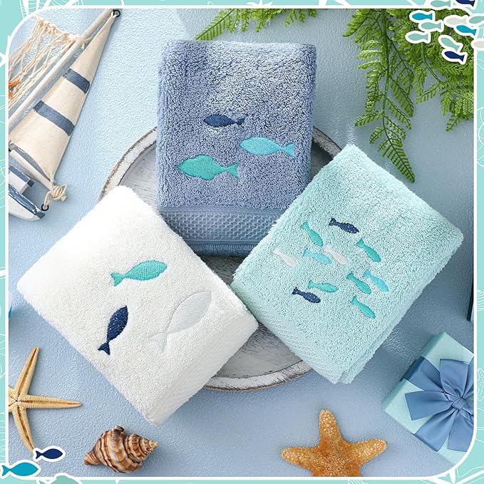 3 Pack Shoal of Fish Coastal Hand Towels