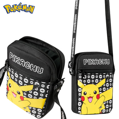 Pokemon Shoulder Bag Cross Body Bag for Kids - Adjustable Strap Kids Pikachu Small Travel Bag - Gamer Gifts (Black Pikachu)