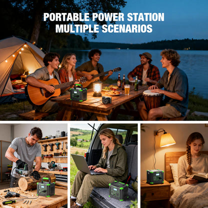 Portable Power Station 330W Solar Generator 288.6Wh, 60W USB-C PD Fast Charging, Pure Sine Wave AC Outlet, 5W Wireless Charger, LED for RV Camping, CPAP Emergency Backup & Off-Grid Living (Peak 600W)