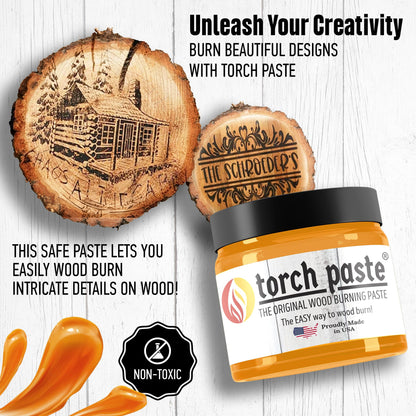 Torch Paste - The Original Wood Burning Paste Since 2020 | Lab Tested & ASTM D-4236 Certified | Non Toxic | Use on Wood, Card Stock, Canvas, Denim & More | Easy Application, 3 OZ