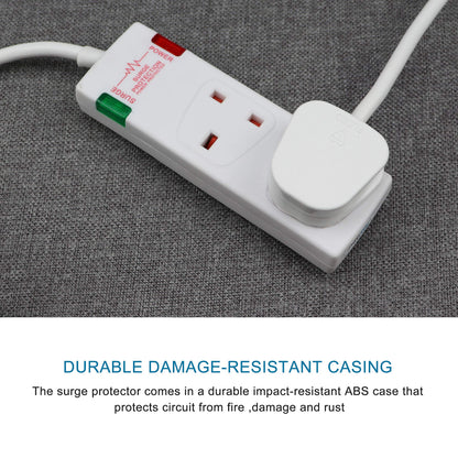 ExtraStar 2 Way Double Socket Power Mains Extension Lead 1M Metre Cable - Surge Protected British Approved 13A - White