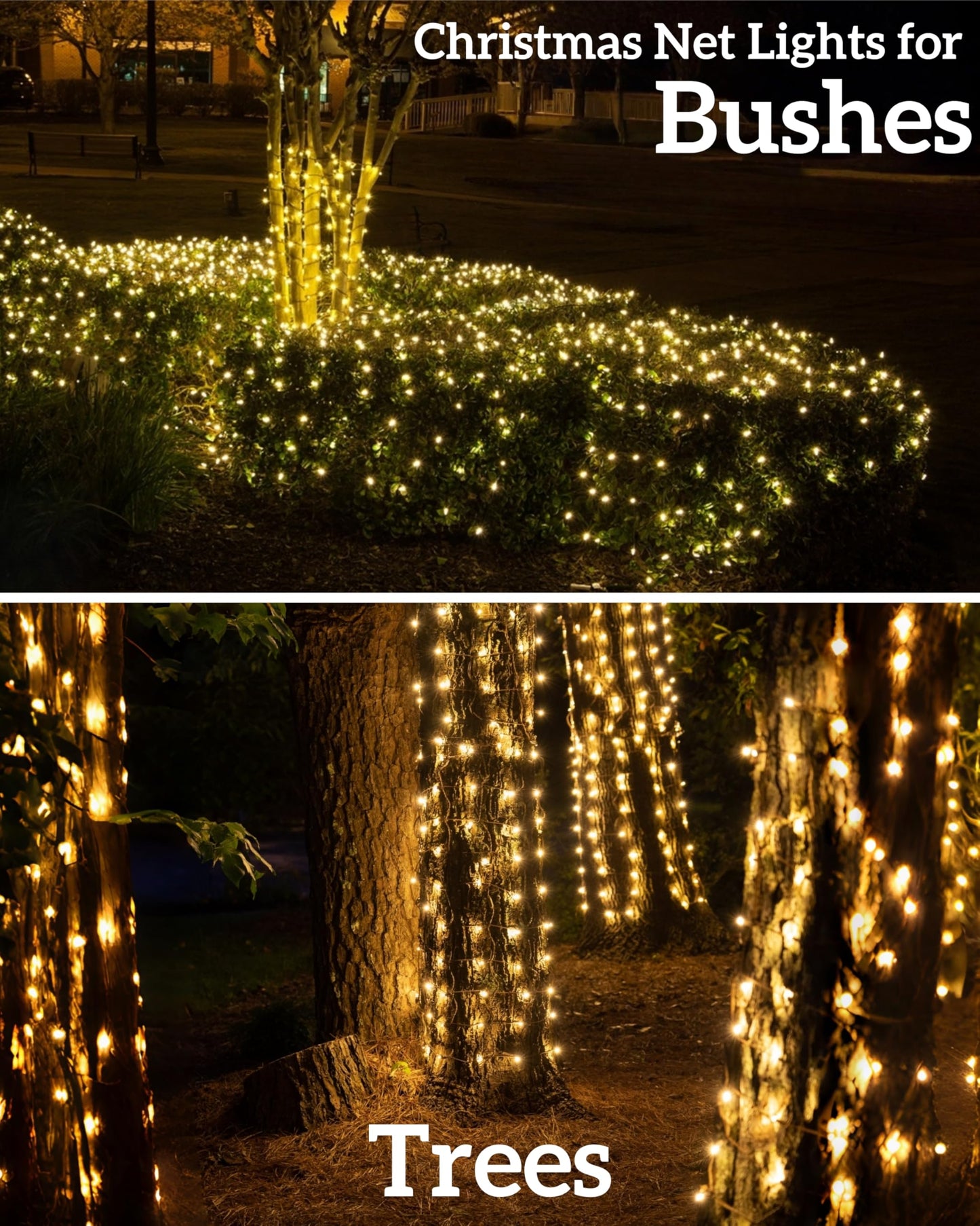 Wabarle Led Christmas Net Lights for Bushes 132 Led, 6ft x 6ft Christmas Net Lights Outdoor Mesh Tree Trunk Green Wire Christmas Decorations for Bushes,Tree,Shrubs,Xmas(Warm White)