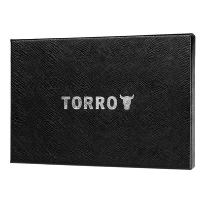 TORRO Passport Holder – Genuine Leather Passport Cover with Elasticated Closure Strap (Black)
