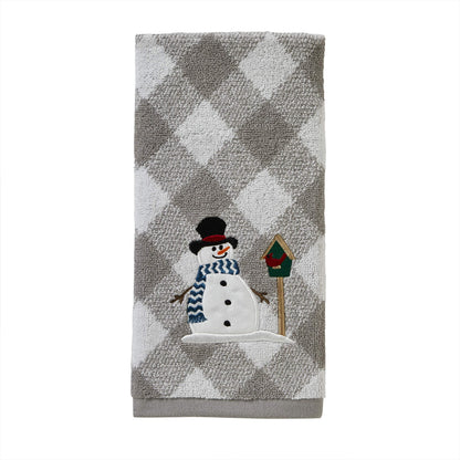 SKL Home Christmas/Winter Snowman & Birdhouse Hand Towel 2pc Set for Bath/Kitchen/Bar & Gift, Gray