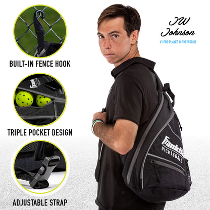 Franklin Sports Pickleball Bags - Pickleball Sling Bag Backpack for Gear + Equipment - Bag for Men Women - Holds Paddles, Balls + Accessories - Charcoal