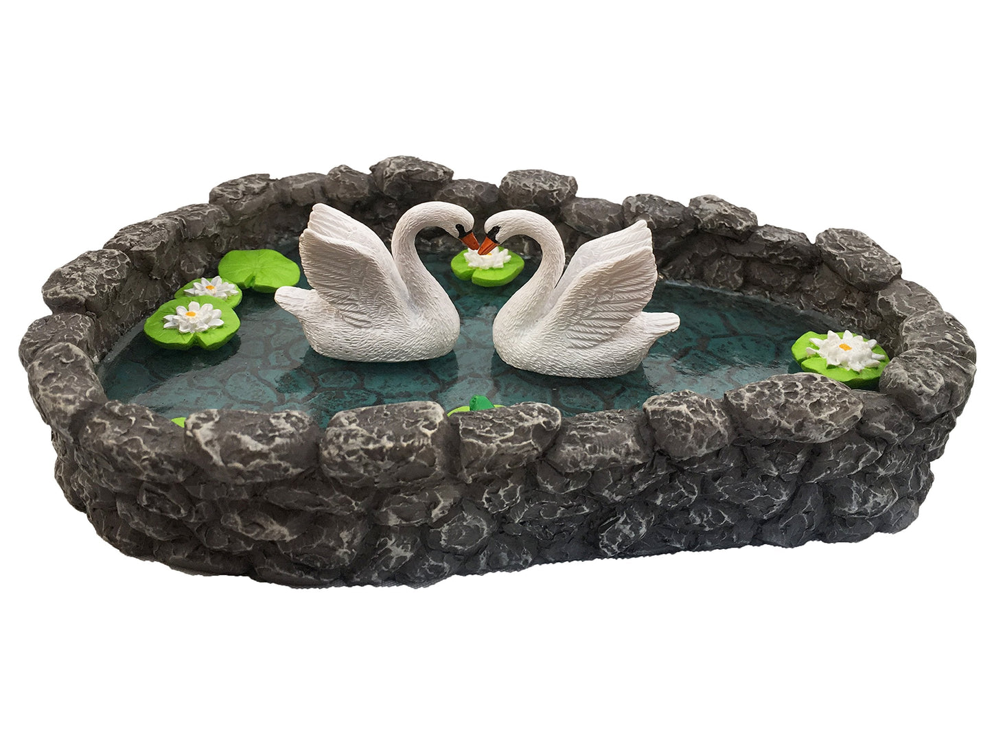 GlitZGlam Miniature Swan Pond - Love is in the Air! A Miniature Swan Pond for Miniature Fairy Garden and Miniature Garden Accessories