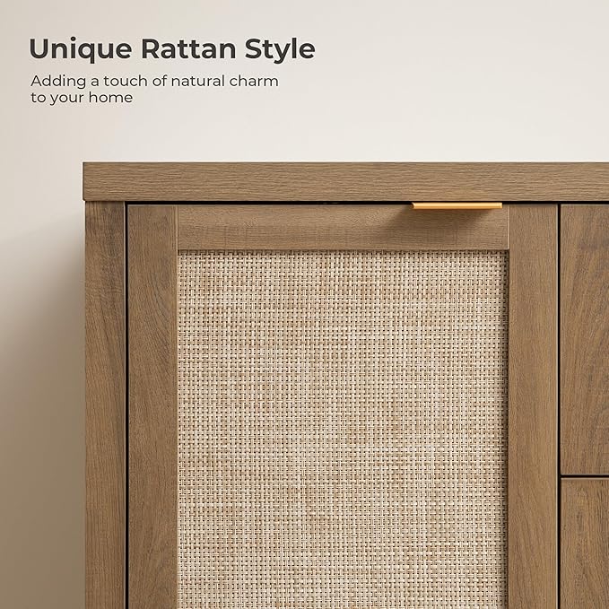 SICOTAS Rattan Large Sideboard Buffet Cabinet