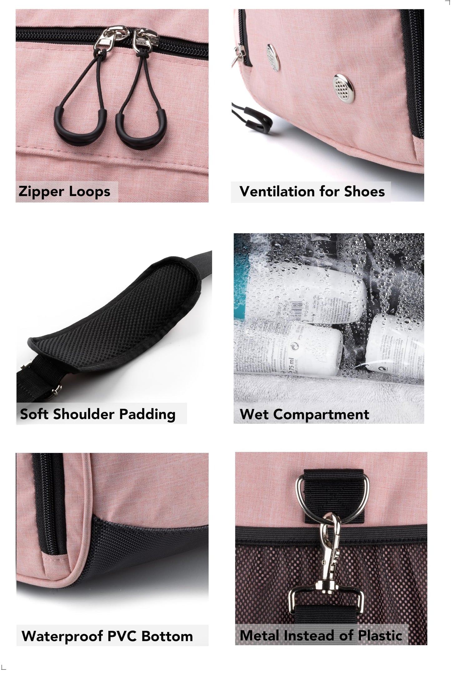 Fitgriff® Gym Bag for Men & Women with Shoe & Wet Compartment - Duffle Bag for Travel, Sports, Fitness & Workout (Pink, 23 x 12 x 12″ (M))