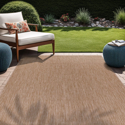Beverly Rug Indoor Outdoor Rug 10x14, Washable Outside Carpet for Patio, Deck, Porch, Solid Modern Area Rug, Water Resistant, Jute Beige