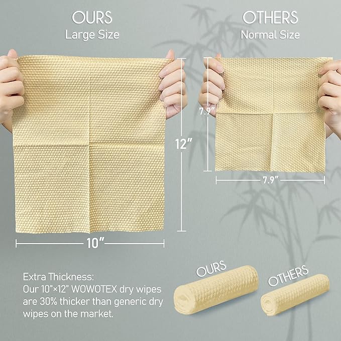 Bamboo Rayon Disposable Face Towel Biodegradable Large Dry Face Wipes 240 Count