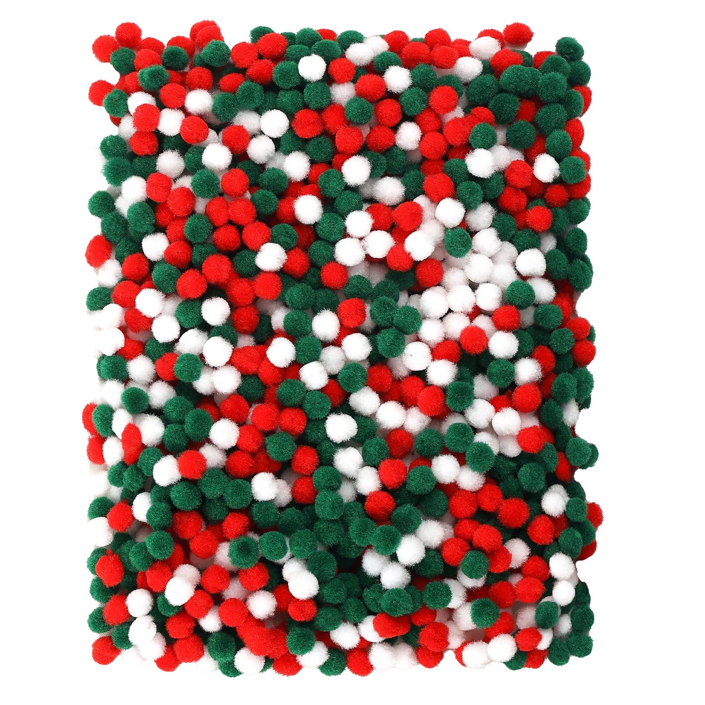 Caydo 1200 Pieces 1cm Christmas Pom Poms, Small Pompom Balls for Kids Creative Arts & Crafts Projects Making and DIY Decorations( Red, Green, White)