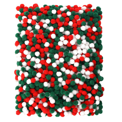 Caydo 1200 Pieces 1cm Christmas Pom Poms, Small Pompom Balls for Kids Creative Arts & Crafts Projects Making and DIY Decorations( Red, Green, White)