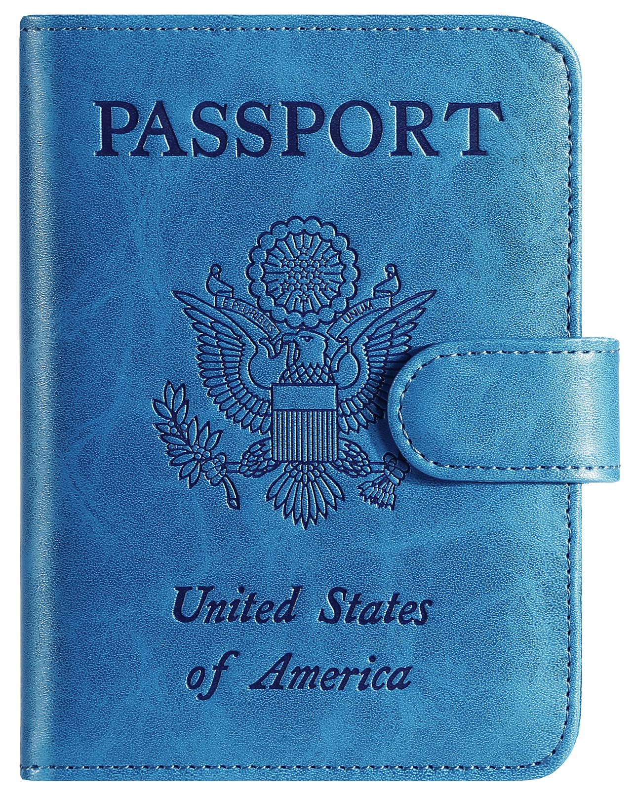 Passport Holder Cover Wallet RFID Blocking Leather Card Case Travel Accessories for Women Men (Blue)