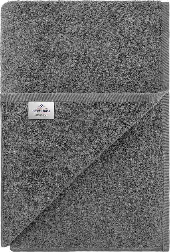 American Soft Linen 100% Cotton 600 GSM Turkish 40x80 Oversized Bath Towel Sheet