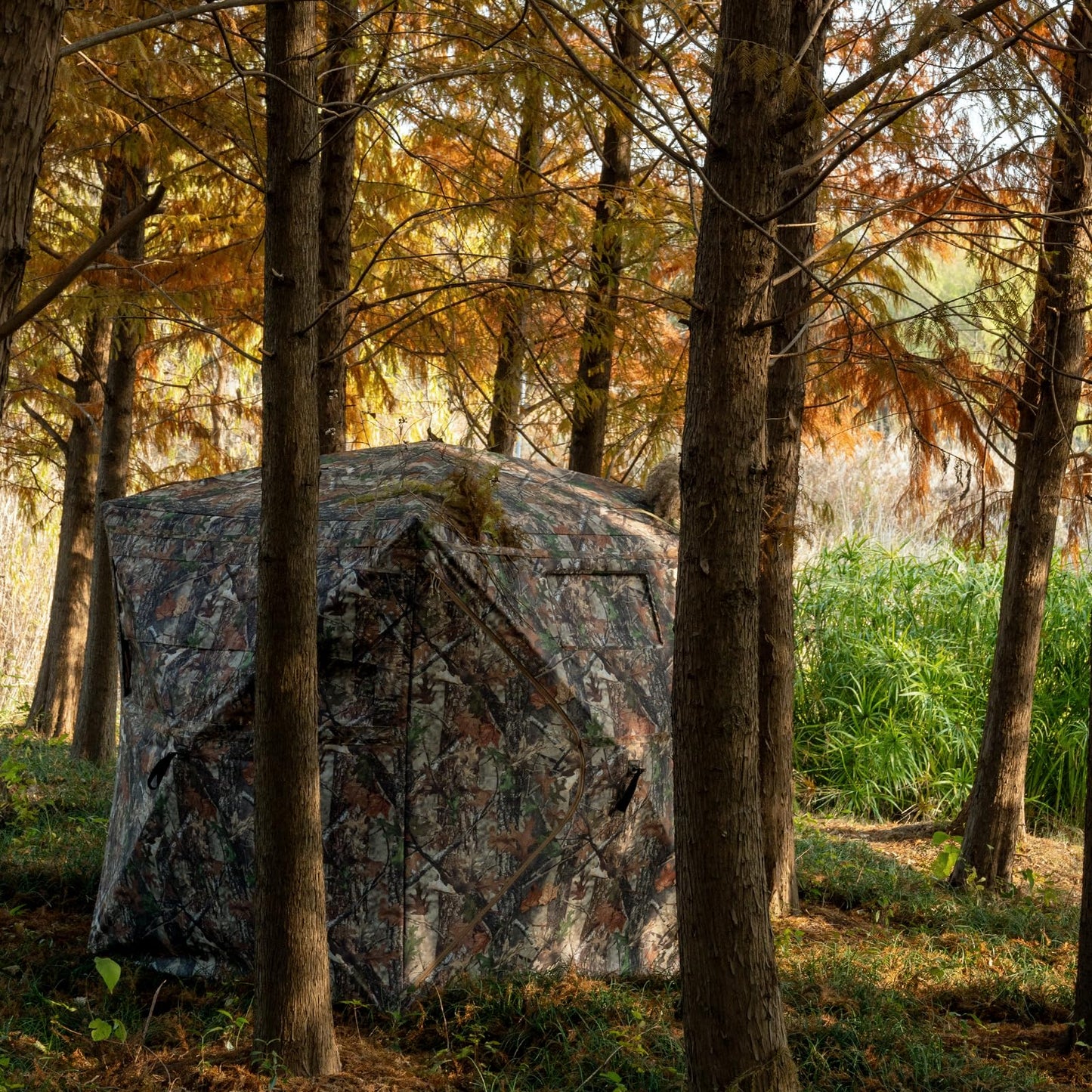JOMAILIEEL 360 Degree See Through Ground Blinds for Deer and Turkey, Pop Up Deer Blind with Double Doors, Portable Carry Bag and Quiet- Fast Setup