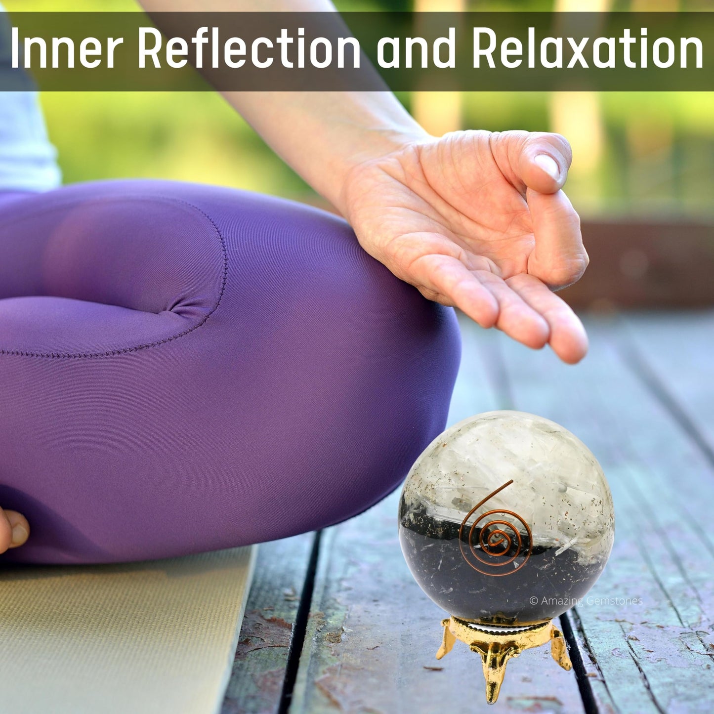 Amazing Gemstone 2.5" Black Tourmaline Selenite Orgonite Orgone Crystal Sphere Ball with Stand - Meditation Crystal Ball for Witchcraft and Decorative Balls - Premium Gemstone Sphere Balls (Layered)