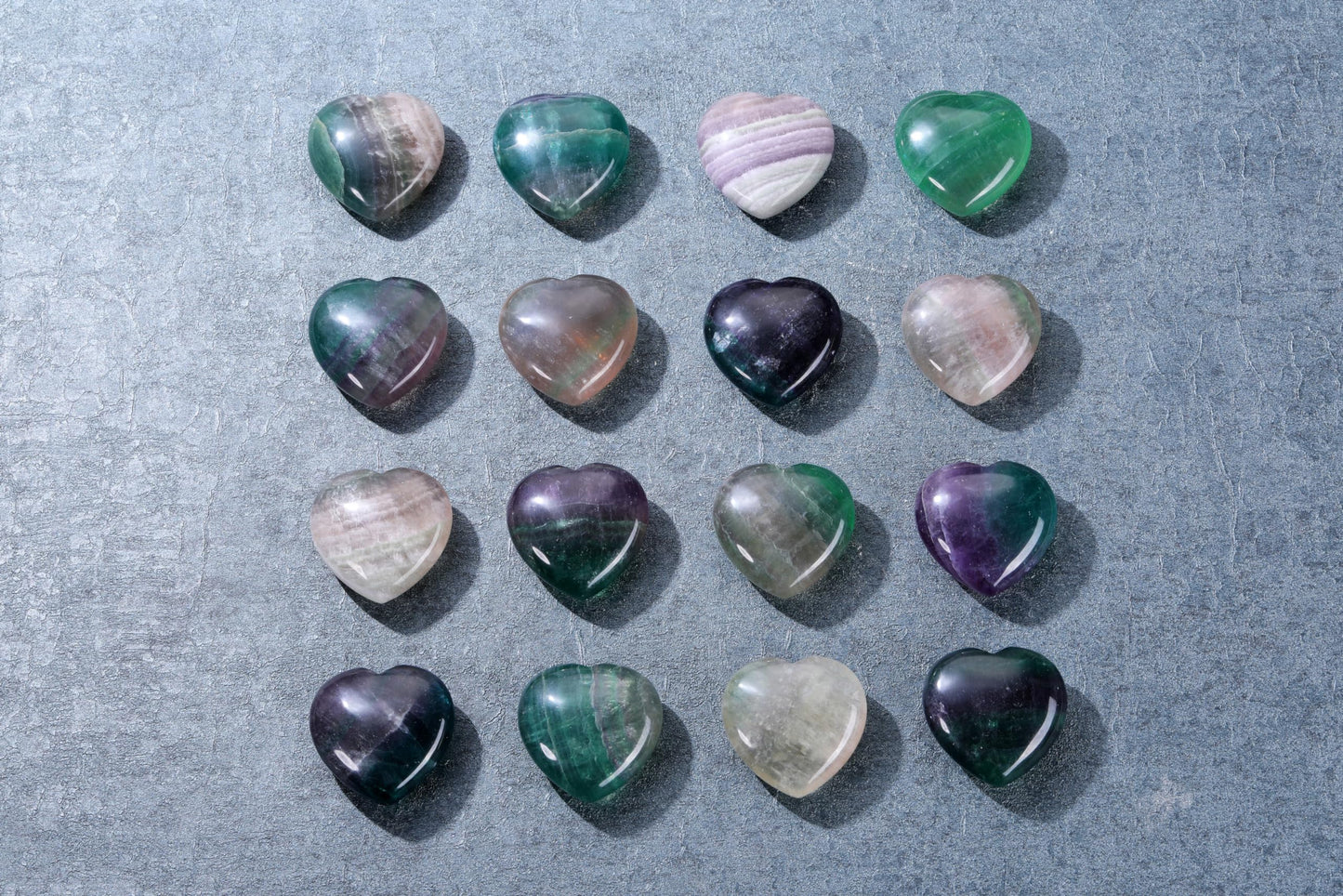 Jovivi 45mm Big Fluorite Crystal Heart Healing Crystals Heart Stones Polished Pocket Love Gemstones Chakra Reiki Energy Balancing Meditation Massag Gift