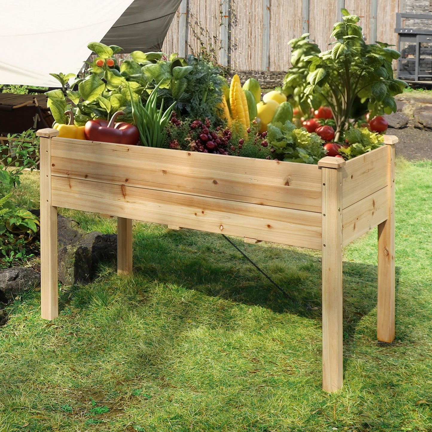 BlueWish 48"W x 24"D x 30"H Raised Garden Bed, Cedar Garden Bed with Detachable Black Liner, Drainage Holes, Raised Garden Beds Outdoor 330 lbs Capacity, Raised Beds for Gardening, Vegetable, Flower