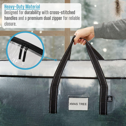 VENO 2 Pack Clear Christmas Tree Storage Bag - Fits 7.5 Ft Artificial Trees, Heavy Duty Large Bags with Zipper, Durable Handles, and Labeling Card Slot, Alternative to Storage Boxes with Lids (2 Pack)