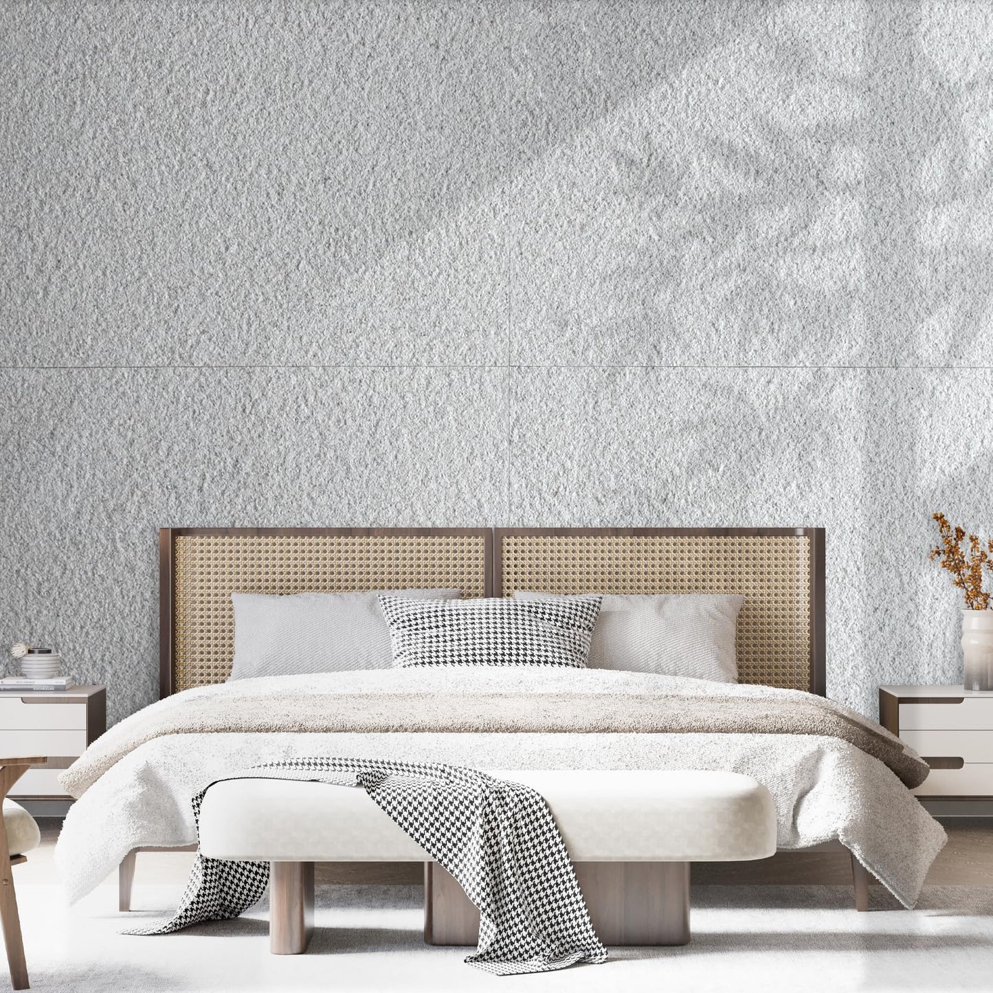 TORURAL 24” x 48” Faux Stone 3D Wall Panels, Clay Manufactured Raised Textured Paneling for Indoors and Outdoors Wall Accent (4, White Granite)