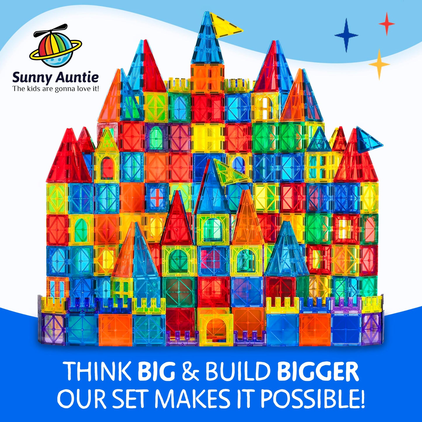 Magnetic Tiles 125 PCS (XL SET), Magnetic Tiles for Kids, Toy for 3 4 5 6 7 8 Year Old Boys & Girls, Large Building Set, Great Gift for Kids Aged 3-8, Gift Box, + Bonus Zippered Carrying CASE