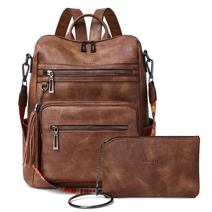 Shrrie Backpack Purse for Women Leather Backpack Fashion Designer Convertible Shoulder Bag