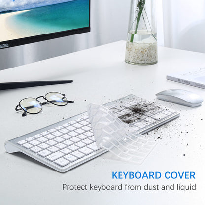 Wireless Keyboard and Mouse Ultra Slim Combo, TopMate 2.4G Silent Compact USB 2400DPI Mouse and Scissor Switch Keyboard Set with Cover, Batteries Included, for PC/Laptop/Windows/Mac - Gray Black