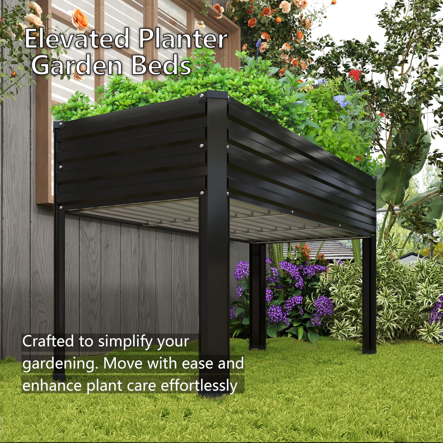 DIIYIV Galvanized Raised Garden Bed with Legs,2PCS 48×24×30in Elevated Planter Box for Backyard,Garden, Patio, Balcony, 350lb Capacity,Planters for Outdoor Plants,Black