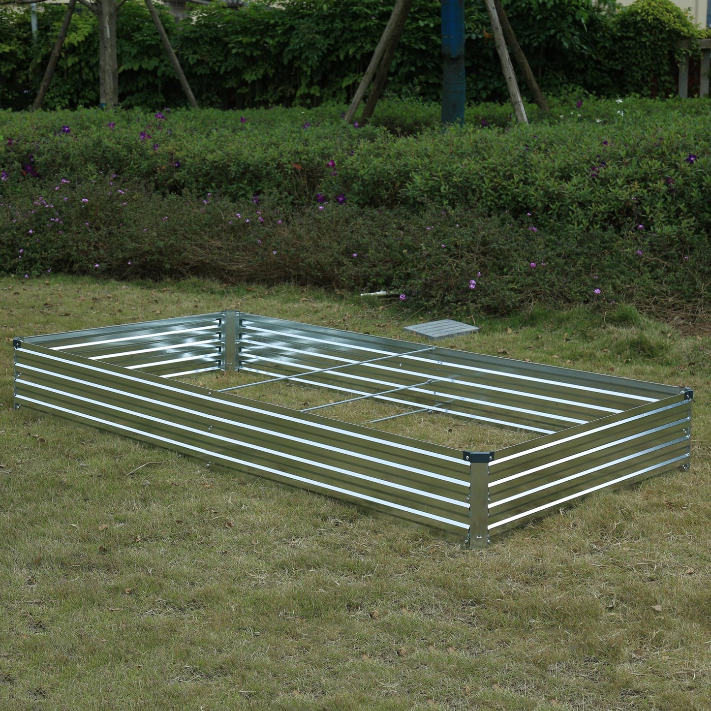 Foxlang 8x4x1ft(2 PCS) Galvanized Raised Garden Bed,Outdoor Planter Box Metal Patio Kit Planting Bed for Vegetables Flowers Herb,Silver