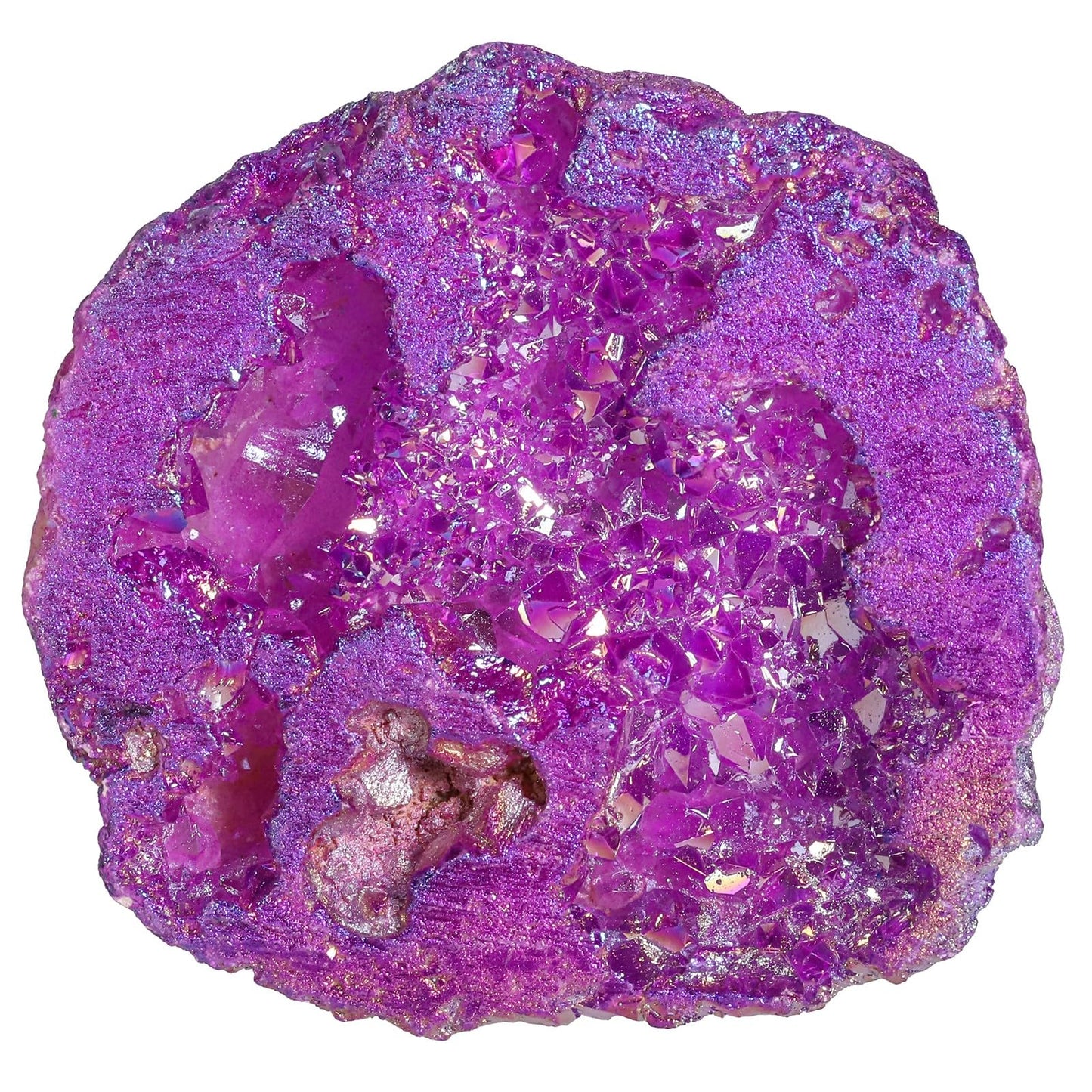 Rockcloud Extra Small Titanium Coated Crystal Geode Mineral Specimen Irregular Reiki Crystal Stone for Home Office Decoration, Purple