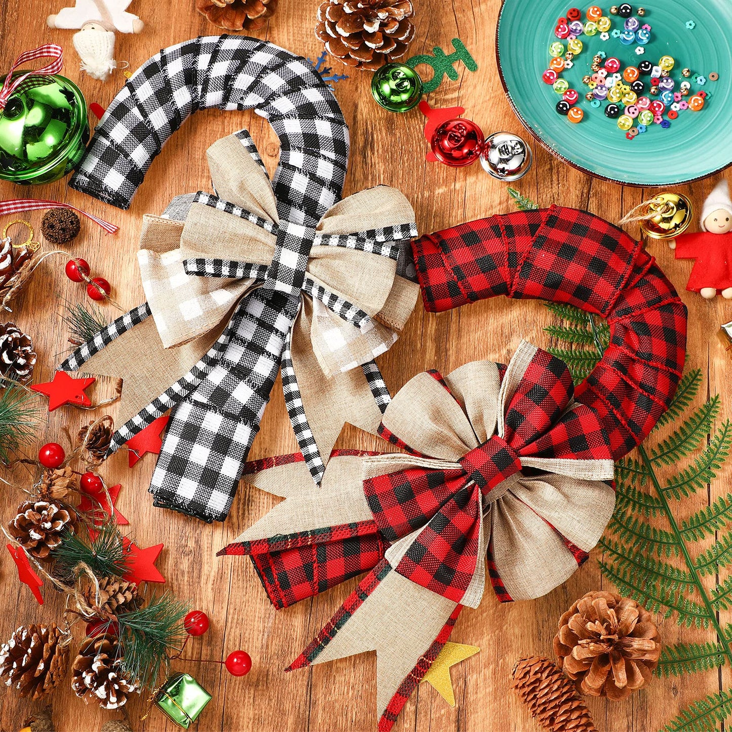 6 Pieces Christmas Candy Cane Shaped Wire Wreath Frame Holiday Metal Wire Flower Wreath J Letter Rings for DIY Christmas New Year Valentines Party Decoration (12 Inches)