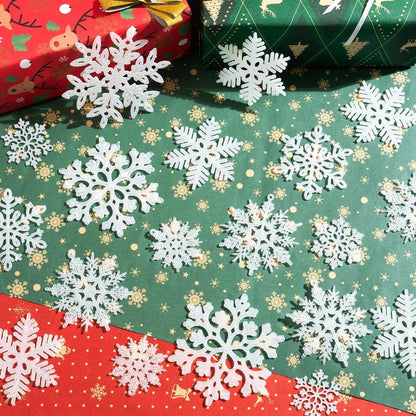 kockuu 49Pcs Christmas Ornaments Snowflake Decorations - White Glitter Christmas Ornaments Hanging Snowflakes for Winter Christmas Tree Wall Ceiling Window Ornaments