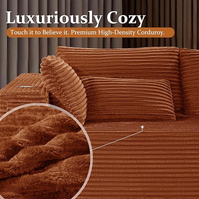 168" Cloud Sectional Couch, Comfort U Shaped Sofa
