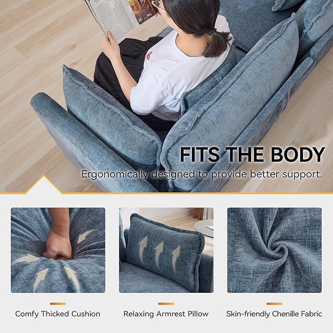 113'' V Shaped Cloud Sectional Sofa, Oversized Deep Seat Couches