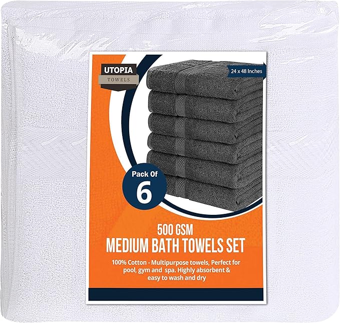 Utopia Towels 18 Pack Bath Towel Set, 500 GSM 100% Ring Spun Cotton Medium
