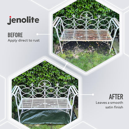 JENOLITE Directorust Spray Paint Satin Finish | BLACK | 400ml | Direct To Rust Spray Paint For Metal | All-In-One Multi Surface Paint for Metal, Wood, Plastic, Ceramic | RAL 9005