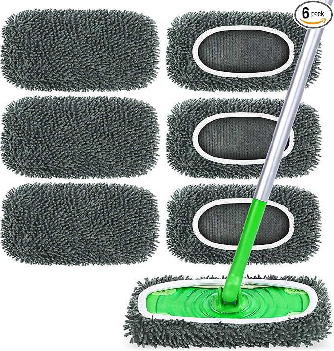 6-Pack Reusable Microfiber Mop Pads Compatible