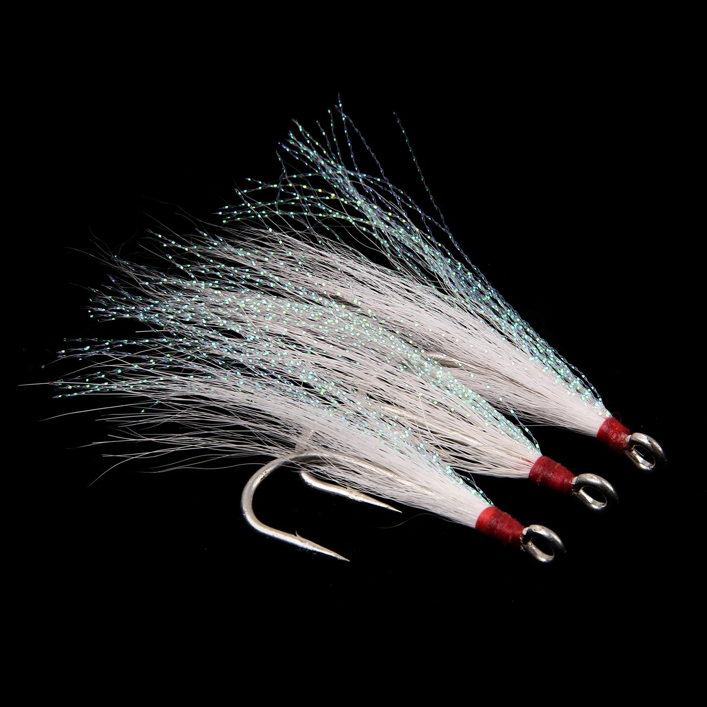 Bucktail Teasers Fishing Hooks Saltwater Flounder Rig Bucktail Mylar Teasers Inserted Stainless Steel Fishing Teaser Hooks for Striped Bass Trout Catfish Cod Flounder Hi/Lo Rig Jigs Spoons Lures
