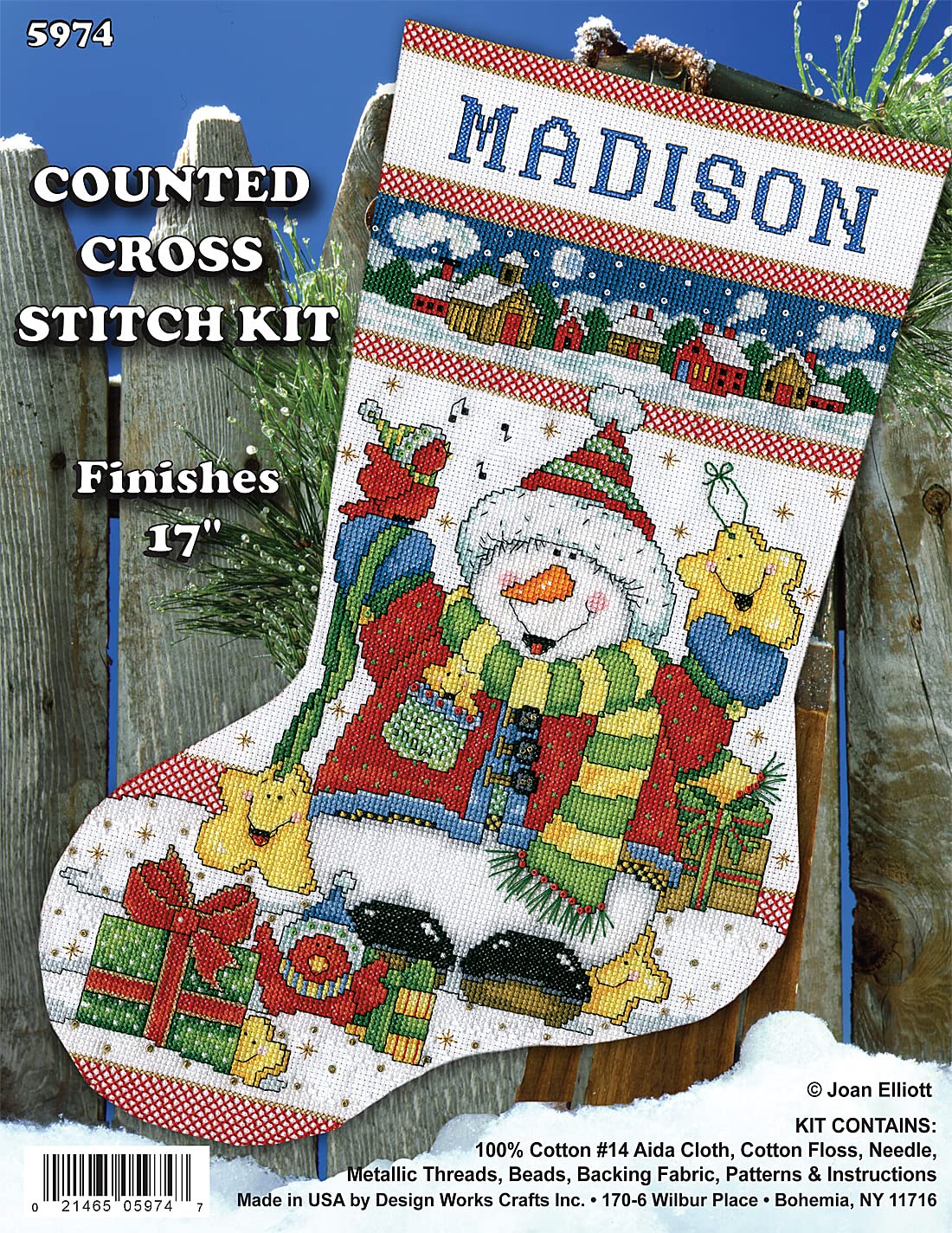 Snowman Fun Counted Cross Stitch Stocking Kit