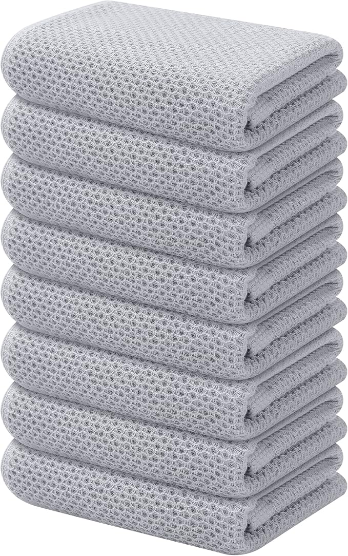 Kitinjoy 100% Cotton Waffle Weave Kitchen Hand Towels