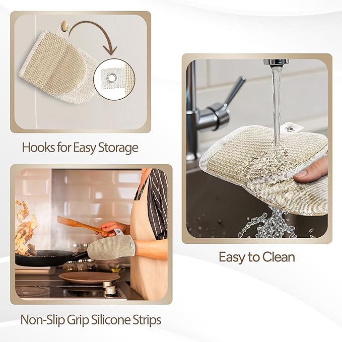 Casa Platino Mini Oven Mitts & Silicone Pot Holders, 4-Piece – Heat Resistant
