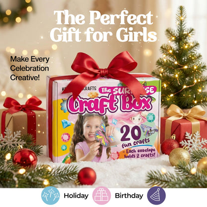 20 Arts & Crafts Kit for Girls – The Surprise Craft Box, All-Inclusive DIY Craft Set with 20 Fun Projects, Individually Packaged, Easy Step-by-Step Instructions, Creative Activity Gift for Kids