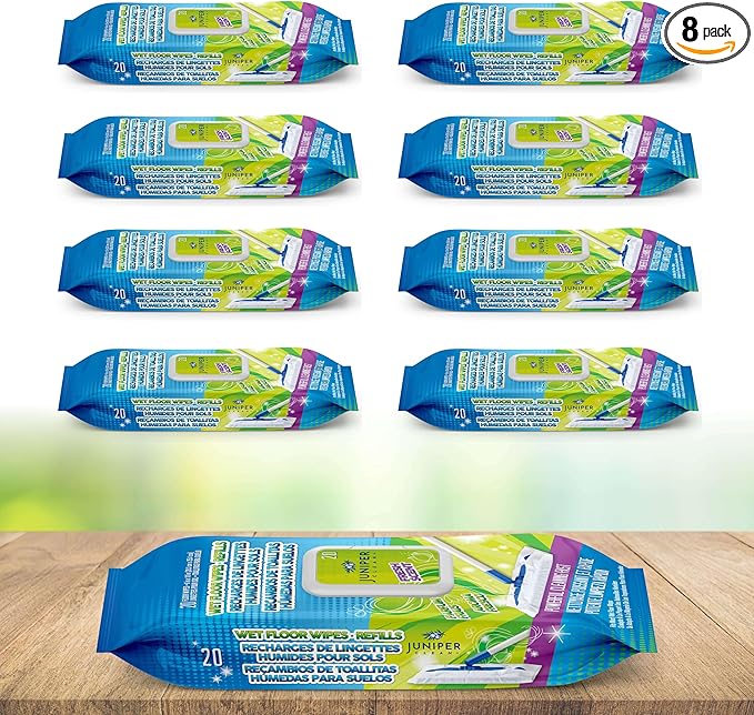 Wet Floor Wipes, Fresh Scent & Plant-Based Textured Cloth Trap Absorb Dirt