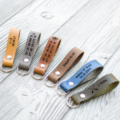 Personalized Leather Keychain, Handmade in the USA, Gift for Anniversary, Christmas, and more